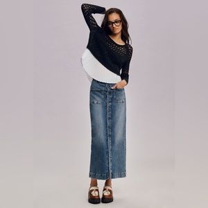 Anthropologie Maeve layered pleated sweater black XL Nwt